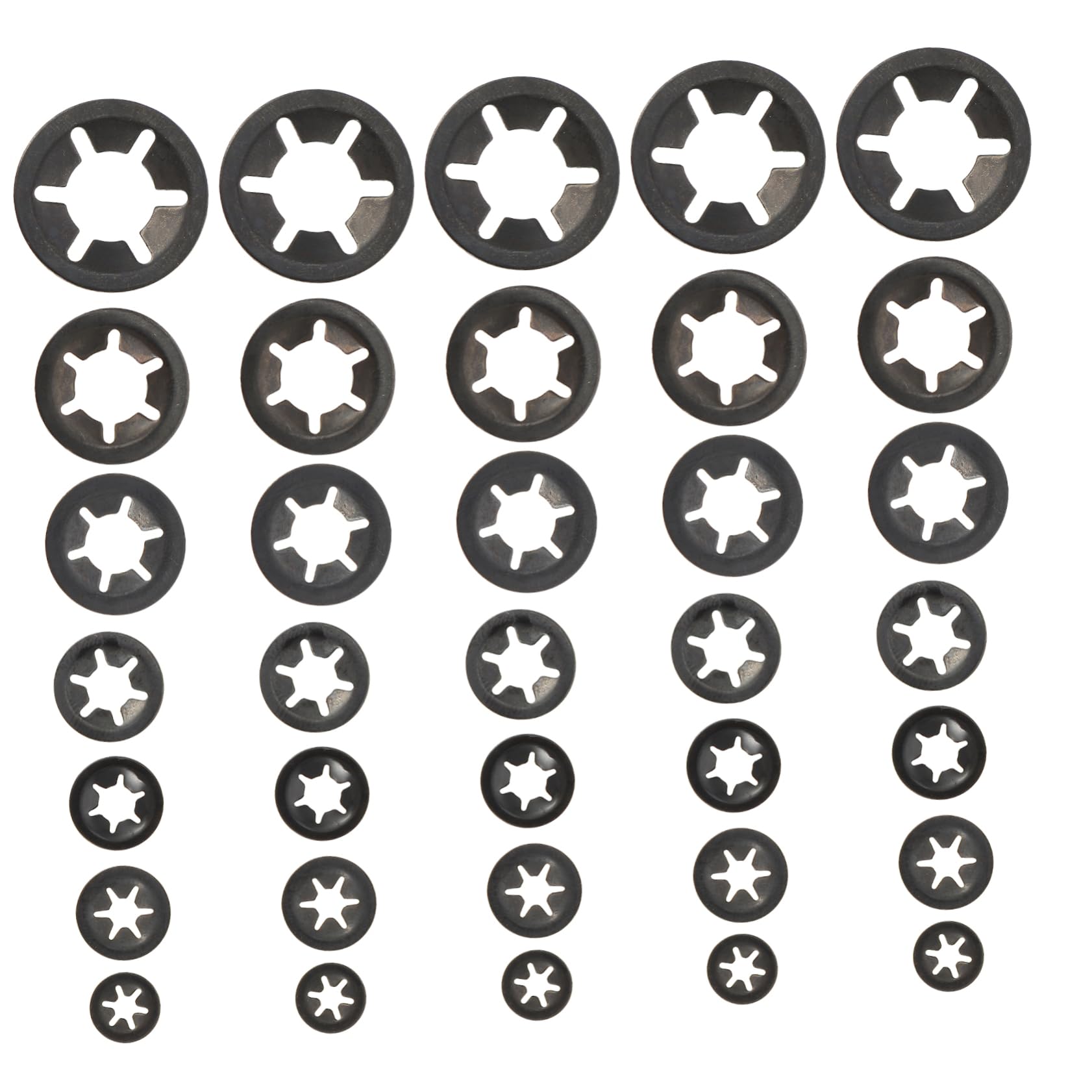 Unomor 210pcs Bearing Clamp Retaining Ring Assortment Washers Retaining Rings U Versatile Wheel Bearing Lock Washer Large Bearing Clip Ring Bearing Clamp Washer Carbon Steel Black