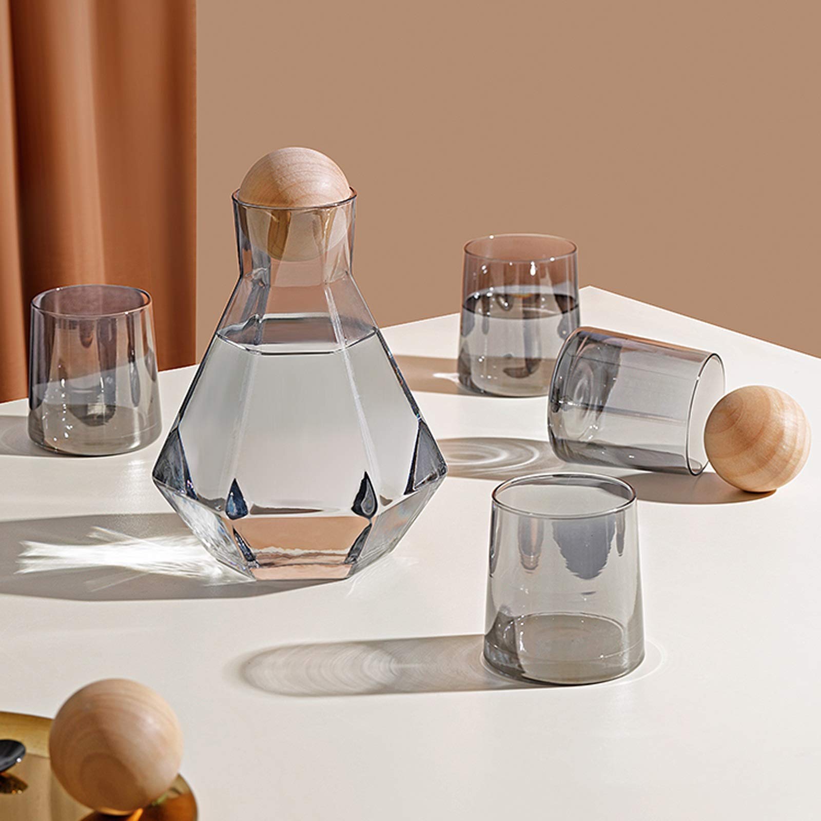 Brocca Brocca in vetro Brocca in vetro esagonale con tappo a sfera del tronco appositamente progettato for il becco di grandi dimensioni non facile da sversare facile da pulire Brocca Acqua (Color :