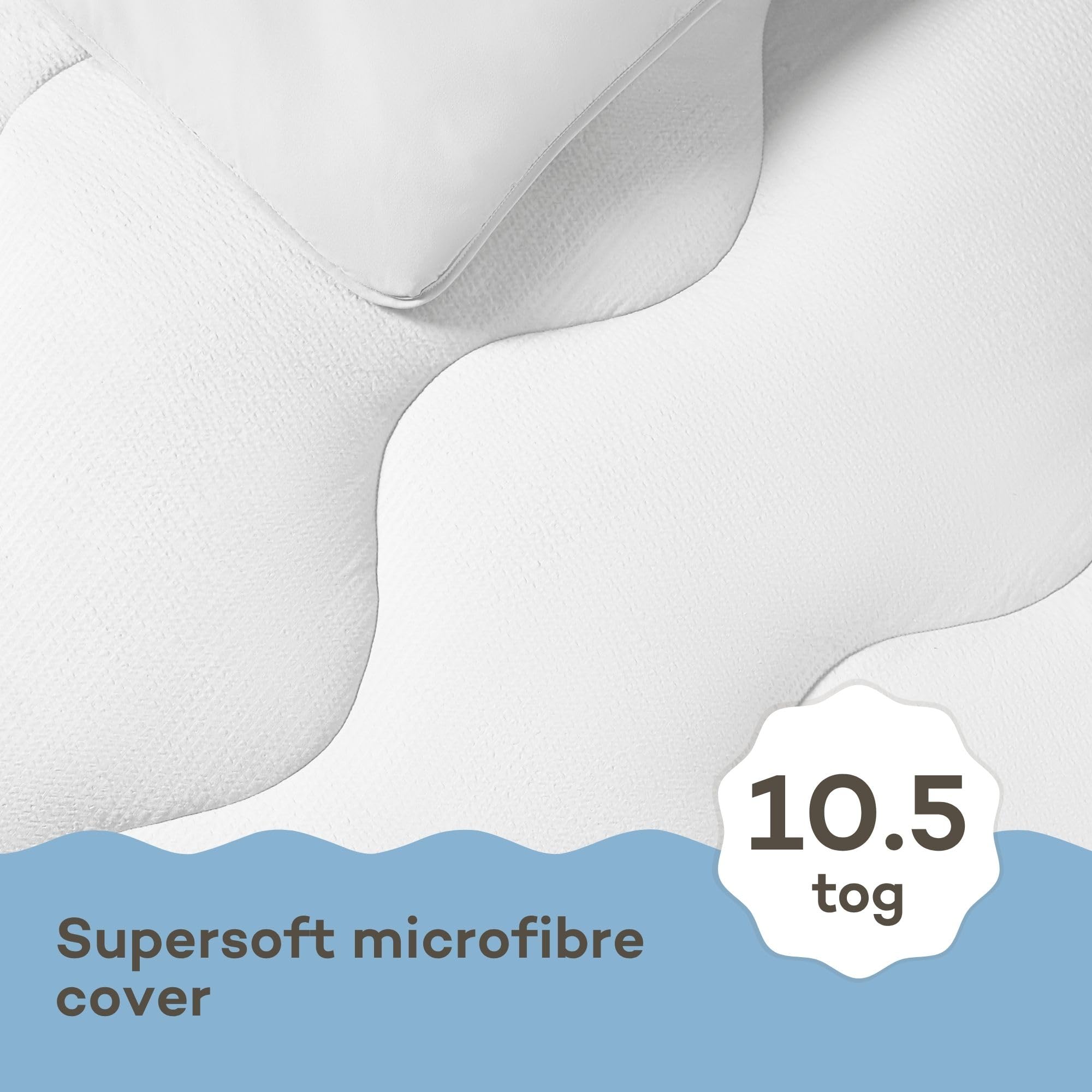 Night Lark Set copripiumino e federa senza copripiumino, collezione Seersucker - Copripiumino singolo 10,5 Tog con fibra Advanced Smartfil, lavabile in lavatrice, ipoallergenico - Bianco polare