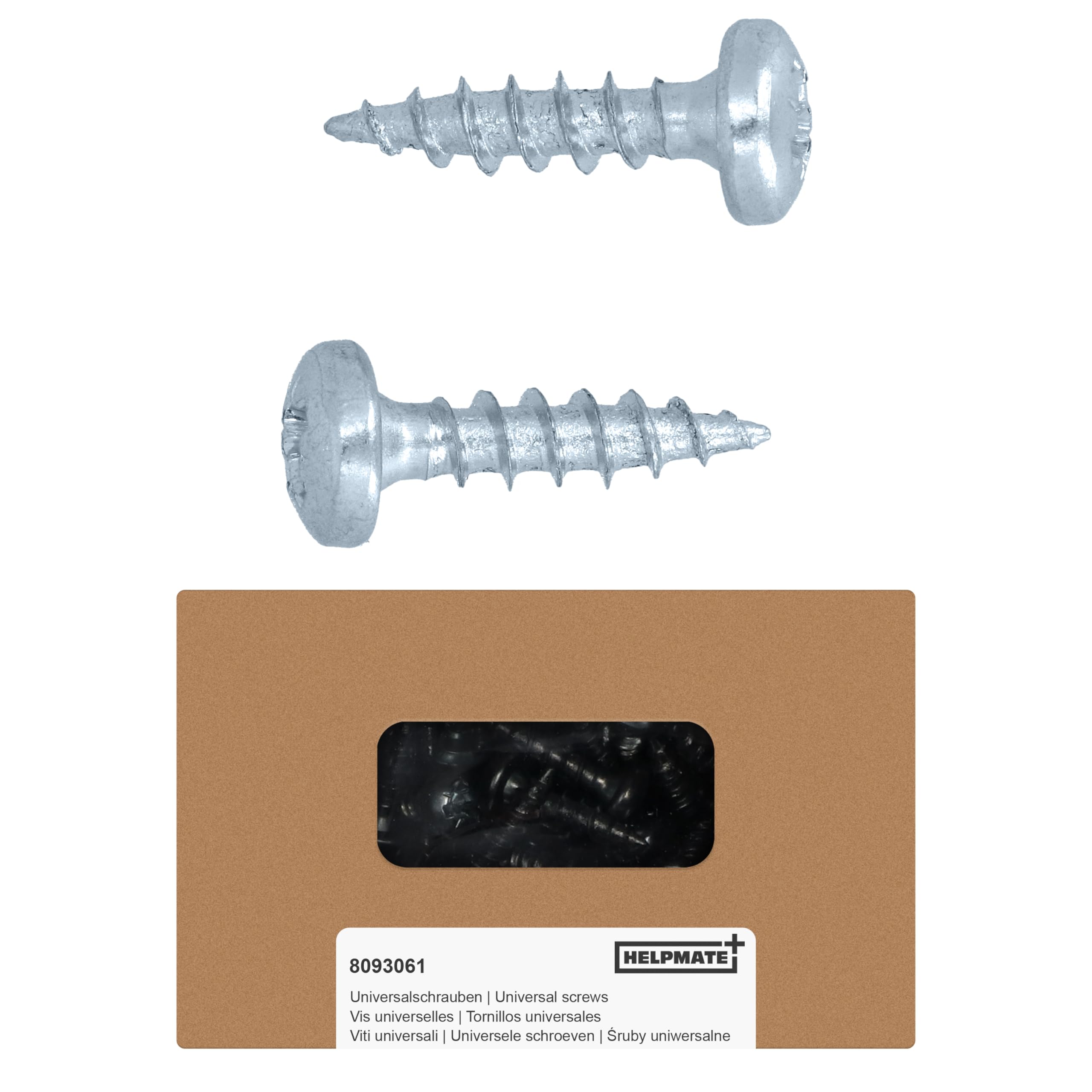 HELPMATE - Tornillos para uniones de madera 4,0x16 galvanizado galvanicamente - 250 piezas tornillos universales con cabeza lenteja, accionamiento PZ2 y rosca completa