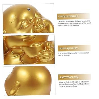 Amazon.co.jp: MUSISALY 1個 仏像飾り 笑顔の仏 神置物像 黄金の