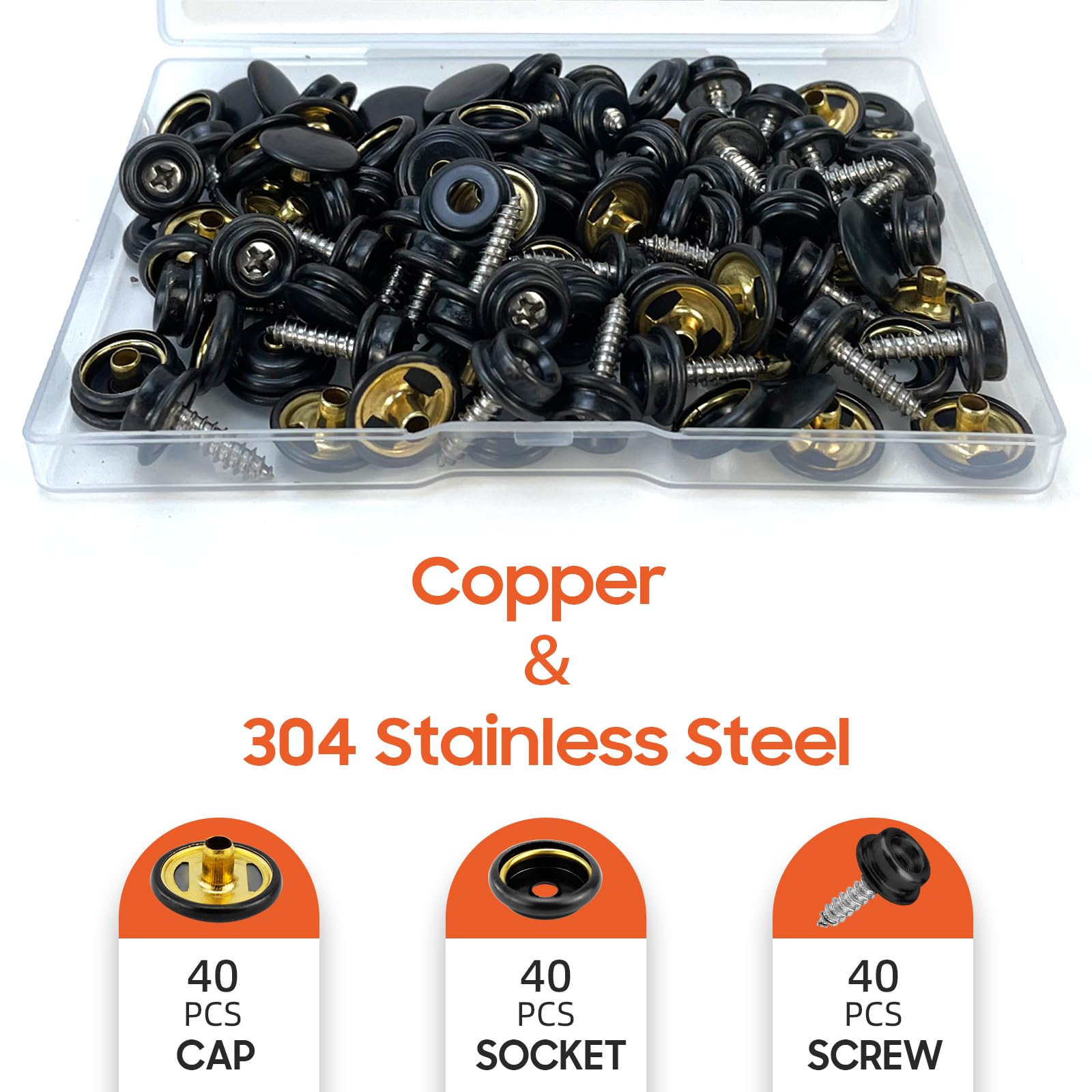120 Pcs Snap Buttons, 15mm Stainless Steel Marine Grade Boat Canvas Snaps - Image 4