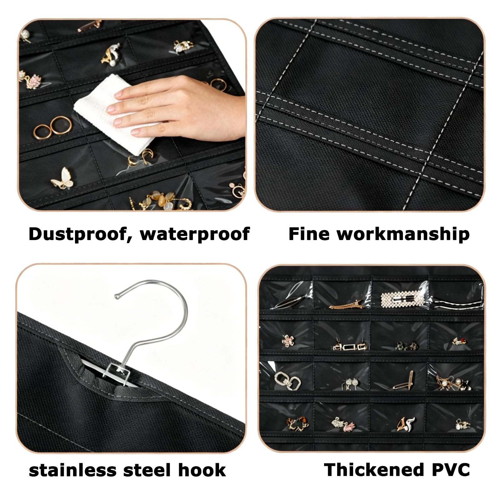 Organizer Gioielli Da Appendere Con 48 Tasche, Doppio Lato Porta Collane Da Appendere Con Tasche In Pvc Trasparente, Porta Gioielli Da Armadio Per Orecchini, Collane, Anelli, Bracciali