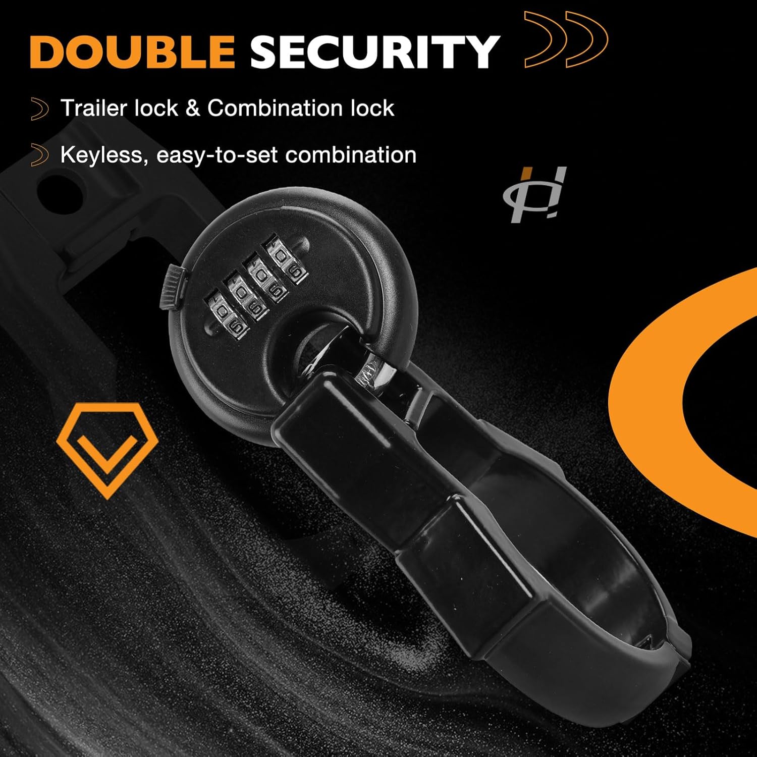 HQPASFY Hitch Coupler Lock Fits for Bulldog Style Couplers, Hitch Lock with Combination Lock, Heavy Duty Trailer Hitch Lock for Bulldog Style Couplers - Black