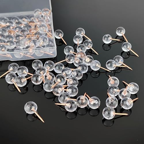 Miniatura 6 de 50 bonitos pines de empuje, tachuelas de mapa de oro rosa, pines decorativos de cabeza redonda para tablero de corcho, tablón de anuncios, oficina