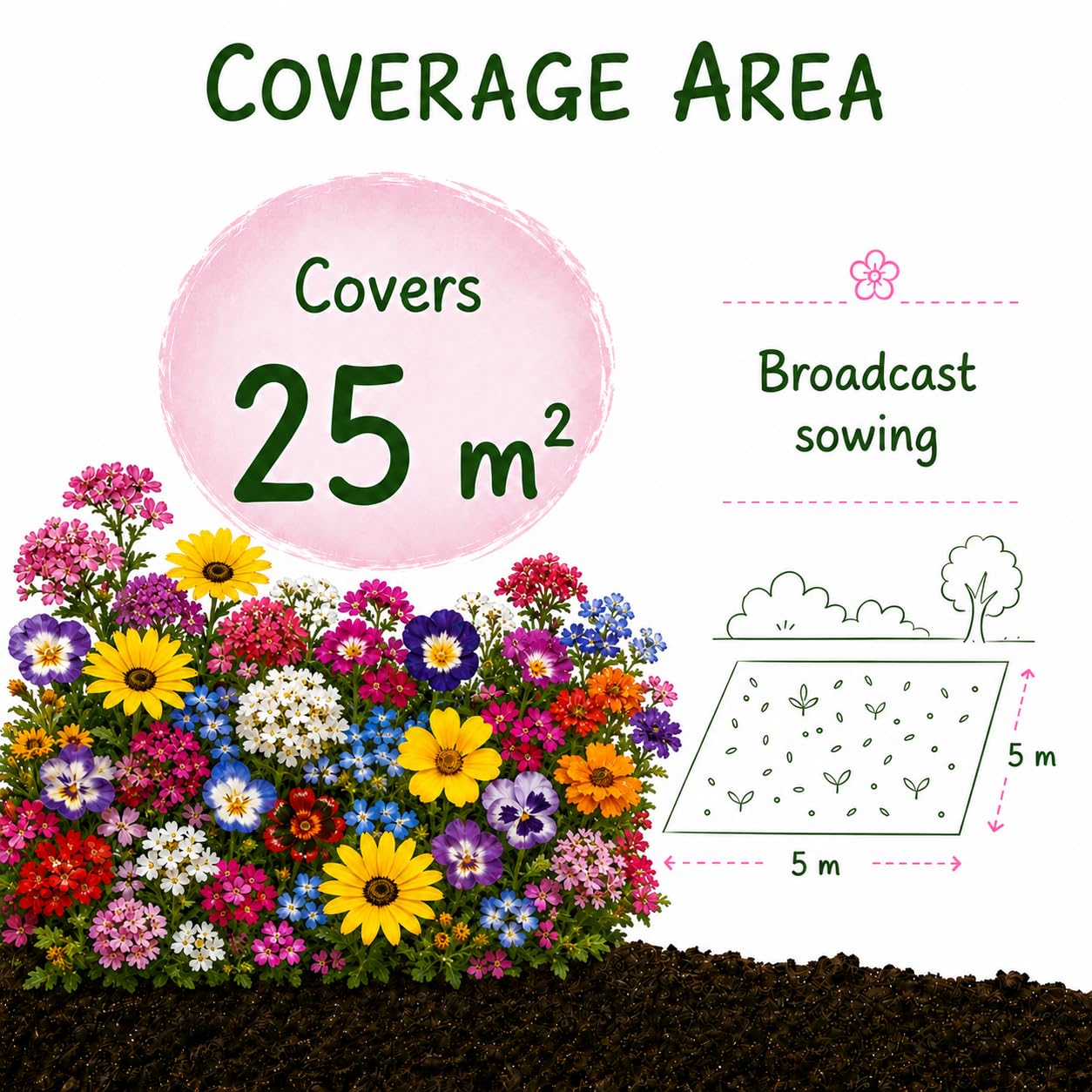 Grounding Maxi - Wildflower Mix Seeds Multicolor, 10000+ seeds - Rustic meadow effect, attracts pollinators (bees & butterflies) - European Quality