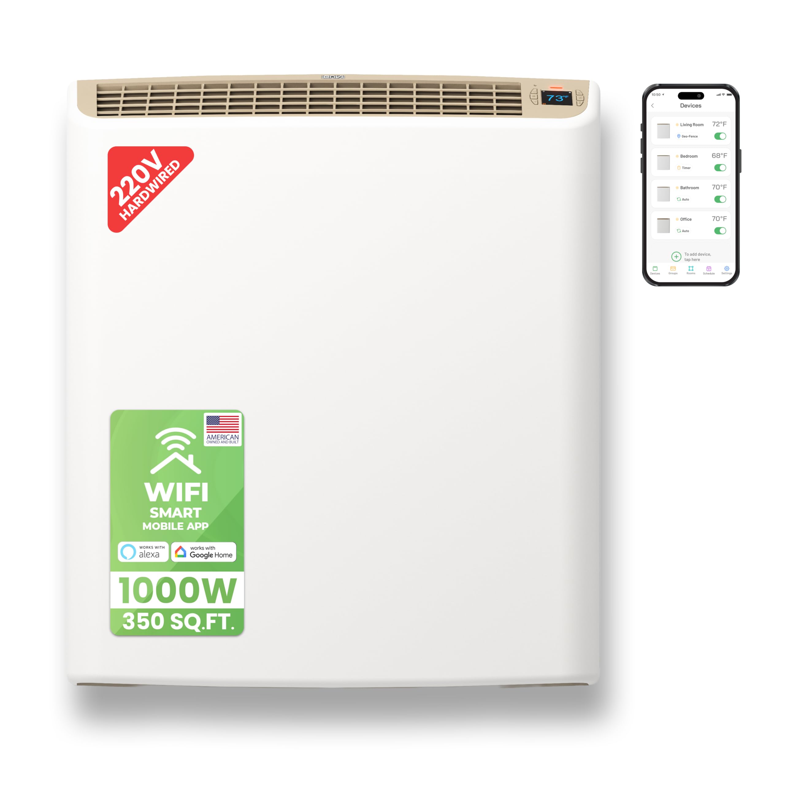 Smart EnviMAX 220v Hardwired Electric Panel Wall Heater, 1000 Watts