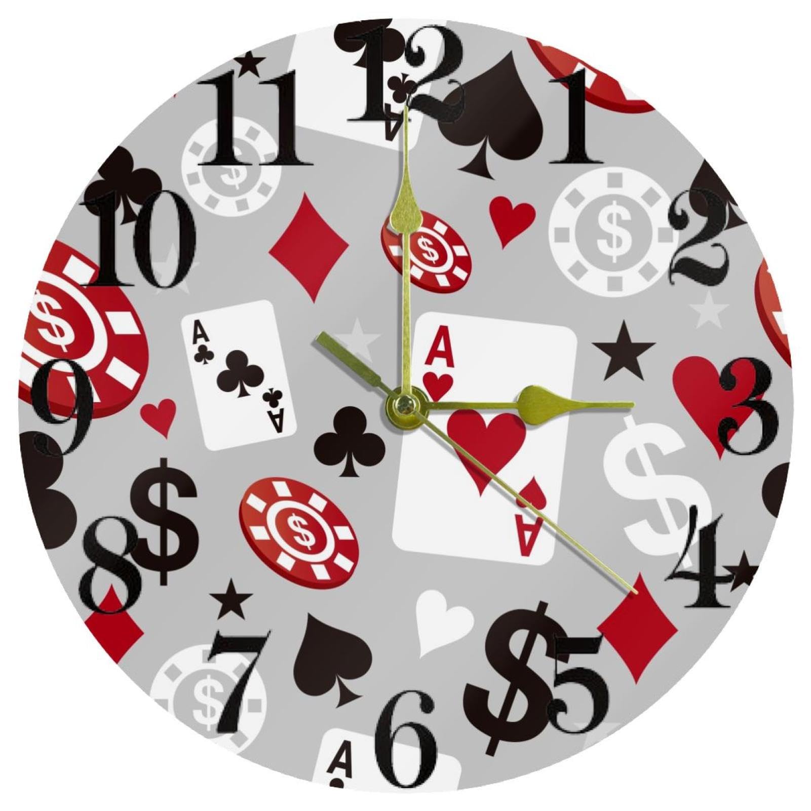 Horloge murale Poker silencieuse pour décorer votre salon de jeu