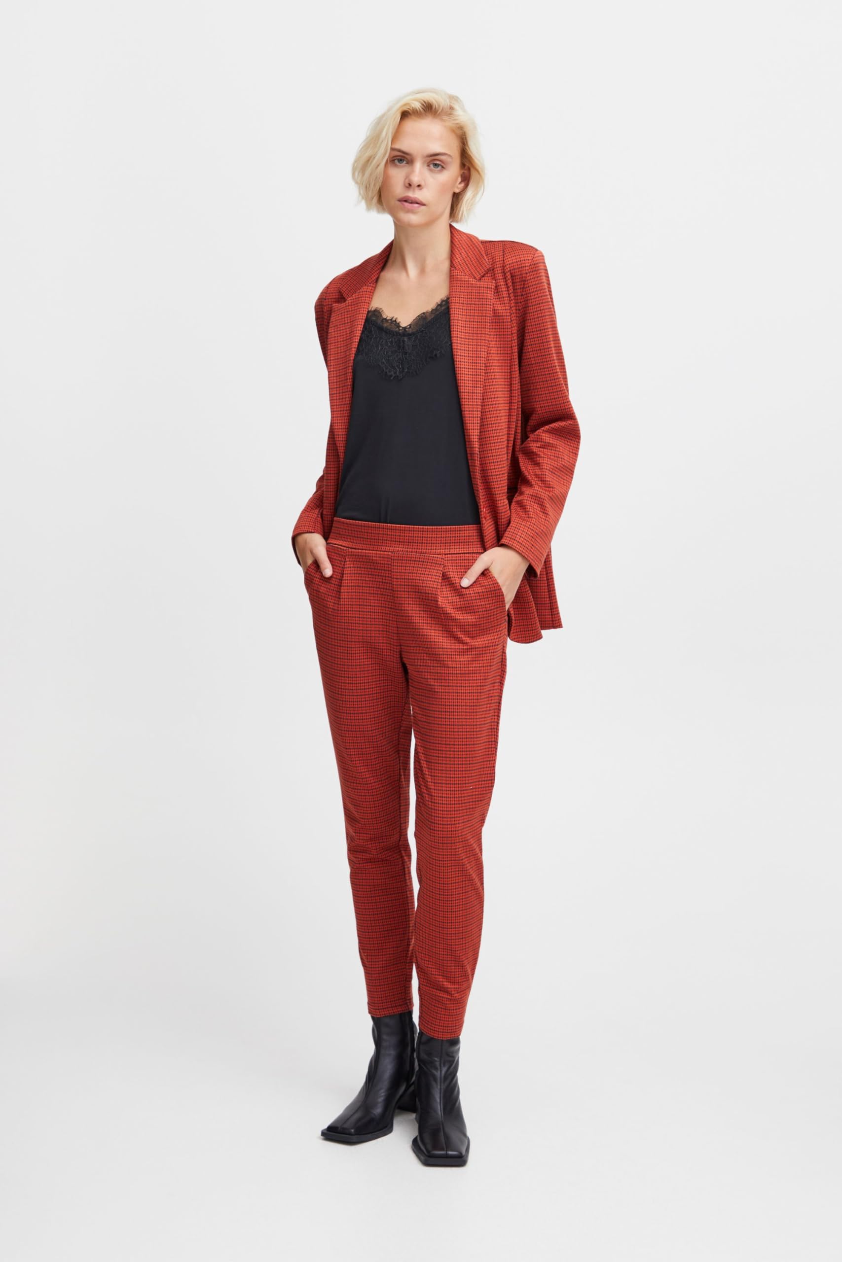 ICHI IHKATE Cameleon PA Damen Hose Stoffhose mit Stretch Enger Schnitt Elastikbund