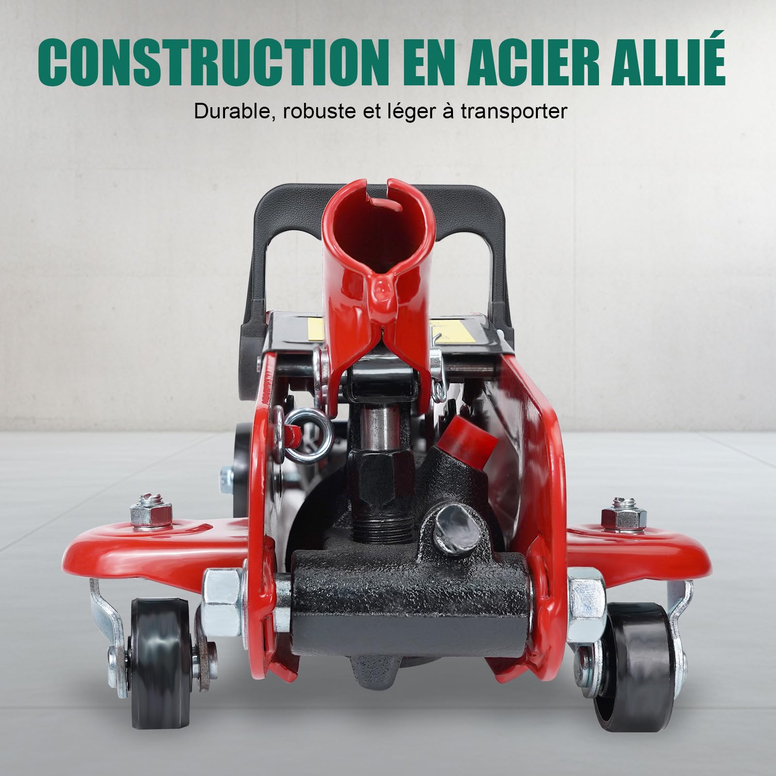 HYCHIKA Cric hydraulique 2,0T, cric rouleur avec pompe à piston à course rapide hydraulique, cric hydraulique, plage de levage 135-320 MM, pour berline, SUV, changement de pneu de rechange
