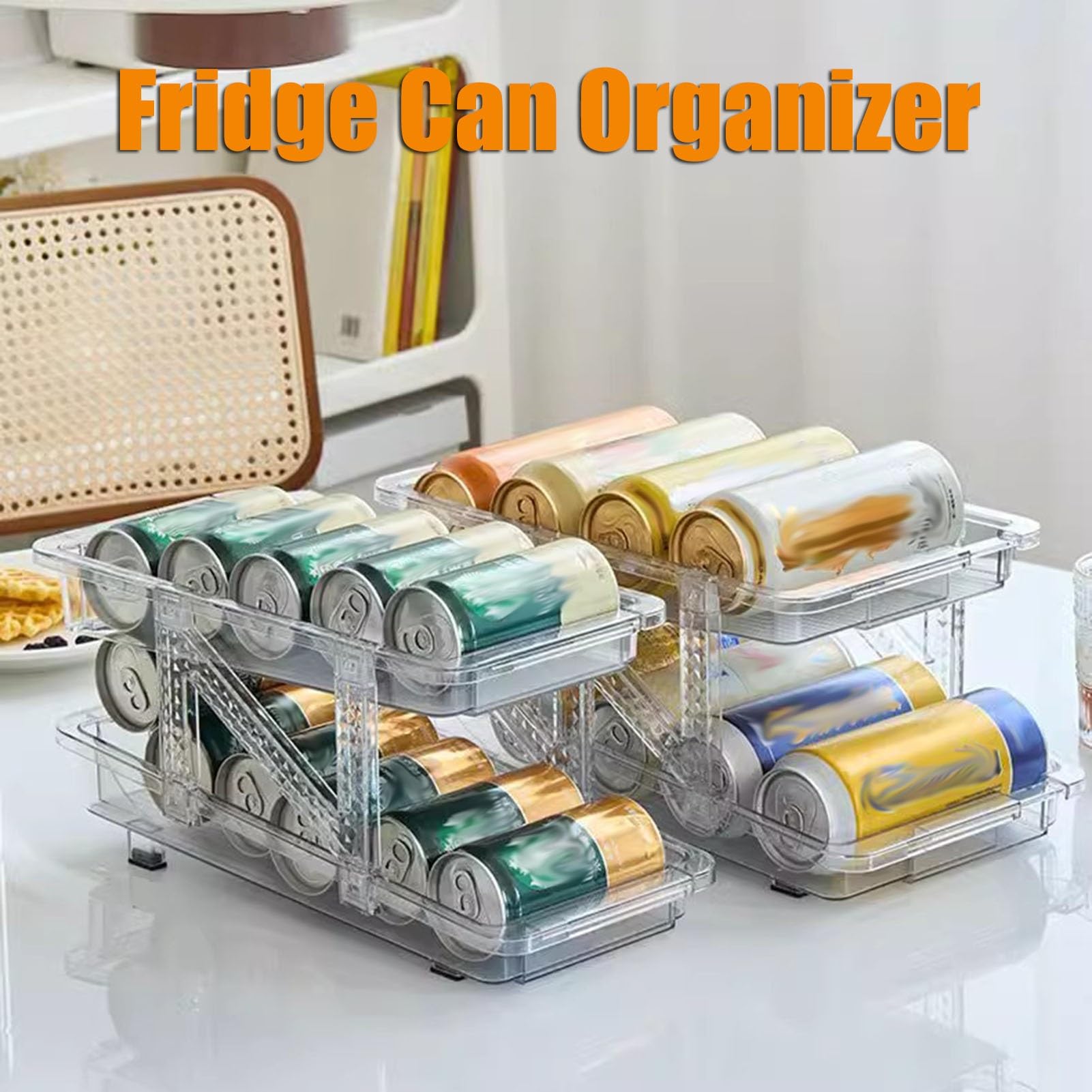 Kühlschrank Organizer Dosen Soda-Dosenspender Für Kühlschrank, Verstellbare Breite, Rollender Getränke-Organizer-Halter Für Kühlschrank, Faltbare Organizer-Aufbewahrung
