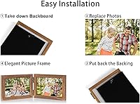 Vista 8 de Marco de Fotos de Madera Doble con Bisagras 5X7 Vertical y Horizontal en Veta de Madera Envejecida Estilo Granja, Muestra 4x6 con Paspartú o 5x7 sin