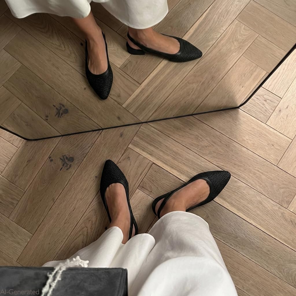 Jana Damen Slingpumps Flach mit Riemchen Vegan
