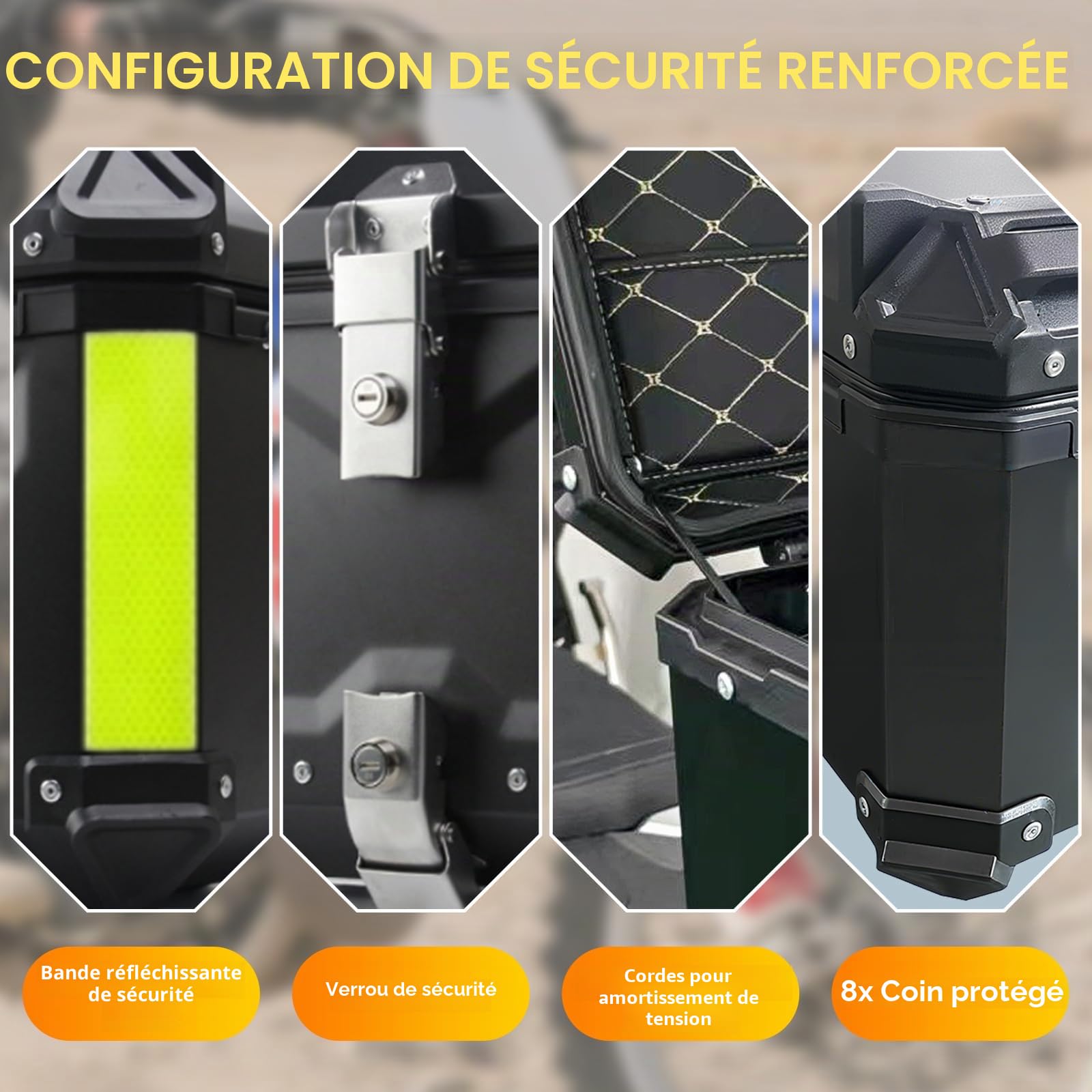 Top Case Moto 55L Universel Alu avec Dossier – Étanchéité IP68, Coffre Arrière Sécurisé Antivol, INCL. Plaque de Montage pour la Plupart des Motos & Scooters (Noir)