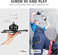 Vista 4 de Paquete de 4 luces LED para garaje, luz de tienda ultra brillante de 120W con 4 paneles ajustables, 12000LM, base E26/E27, deformable, accesorios