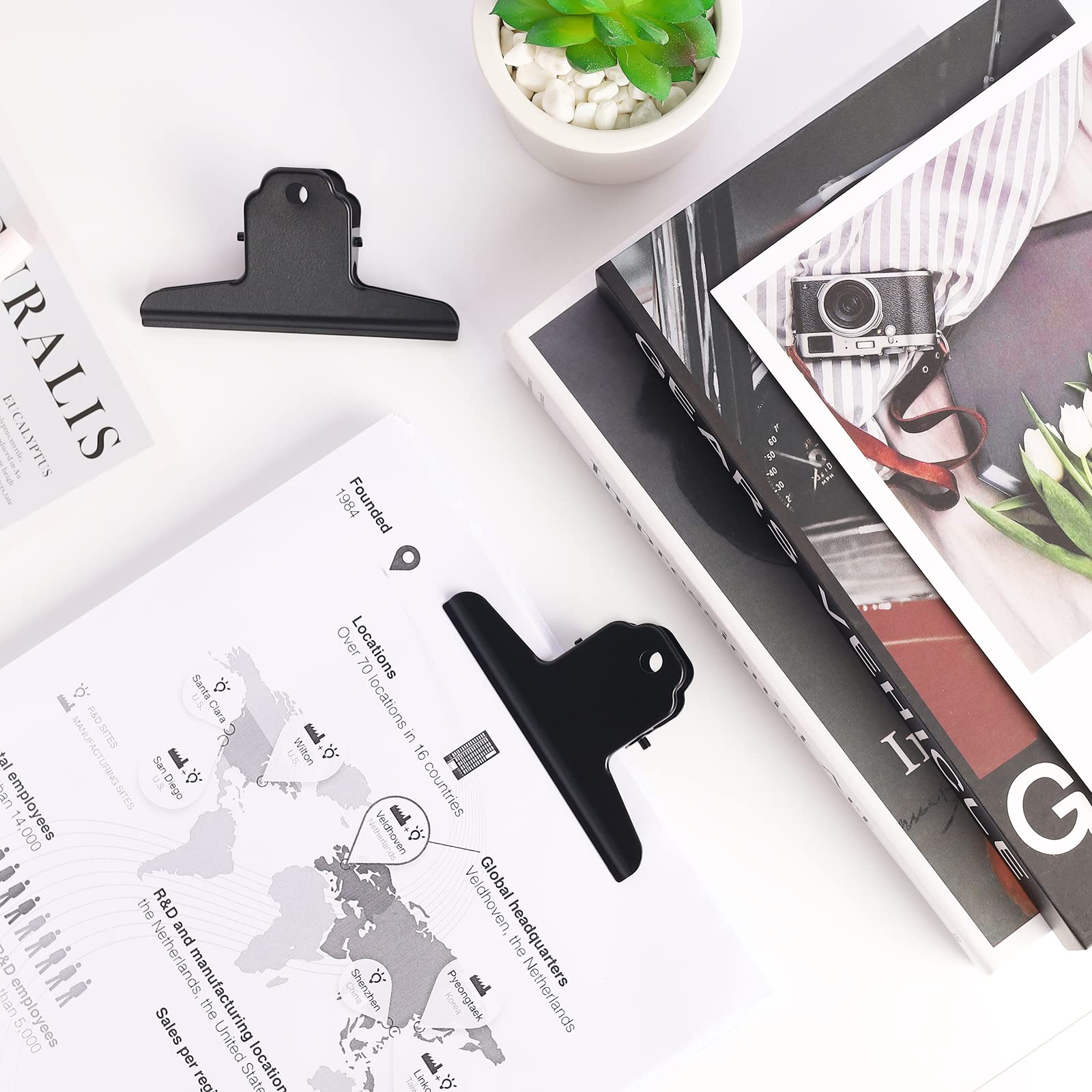 180mm Bulldog Clip, 6 Piezas Grande Bulldog Clip, Negro | Pinza Bulldog Binder Clip, Metal Bisagra Clip para Oficina Escuela Foto Archivos