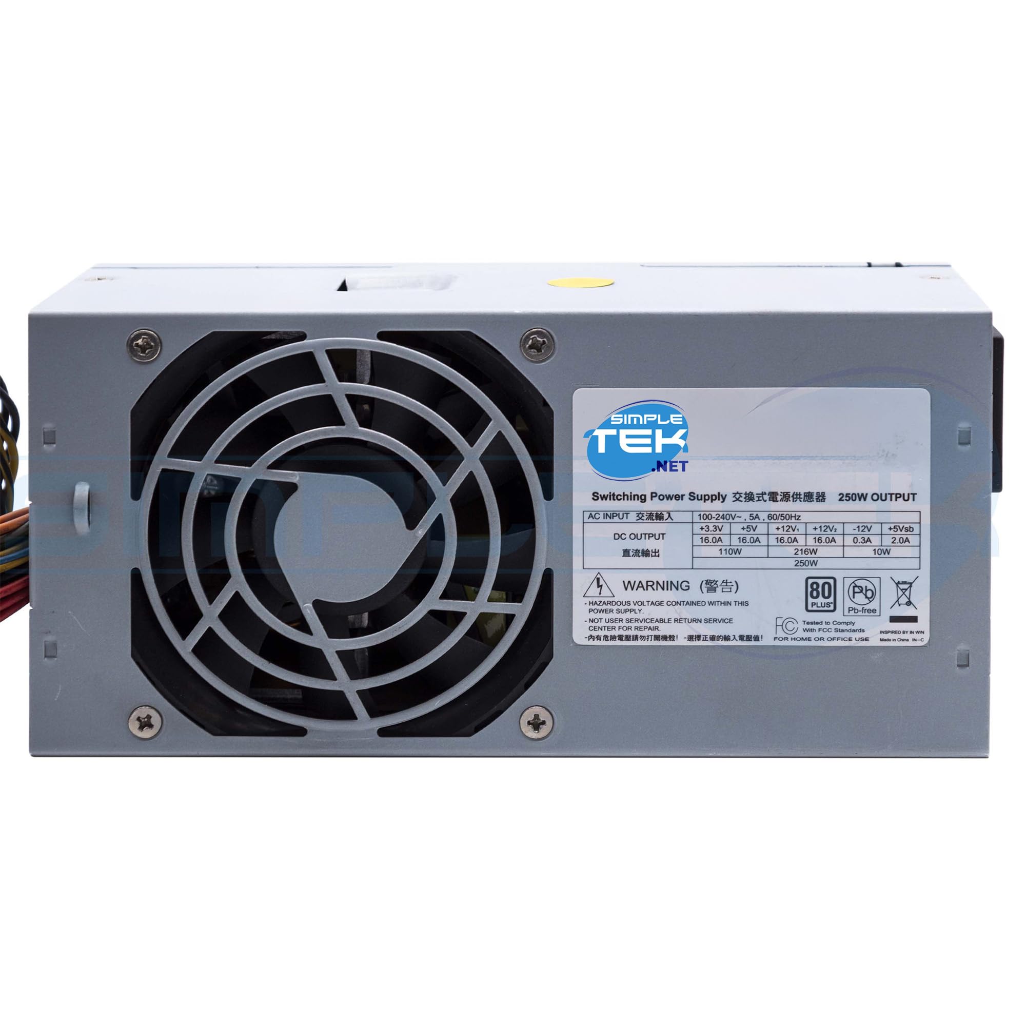 SIMPLETEK - Alimentatore SFF TFX 250 Watt PSU Power Supply Silenzioso per Computer Desktop SFF, HTPC, ITX e Case Compatti (Ricondizionato)