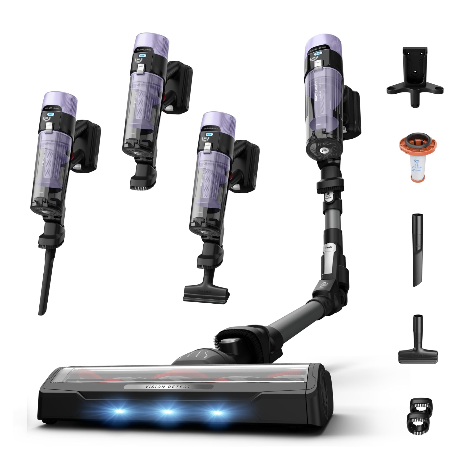 Rowenta X-Force Flex 9.80, Aspirador Escoba Sin Cable, Autonomía de 1h20, Limpieza 4 en 1, Ultraligera, Alta filtración, Modelo para Alérgicos, RH7L35E0