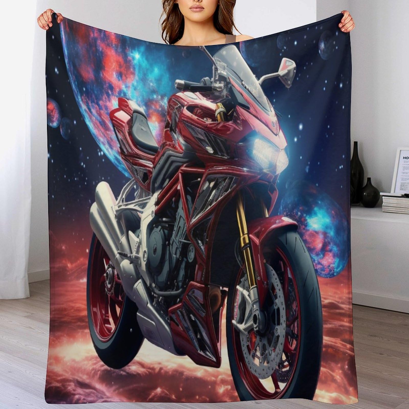 Couverture en flannel moto cadeau idéal pour garçons et adultes