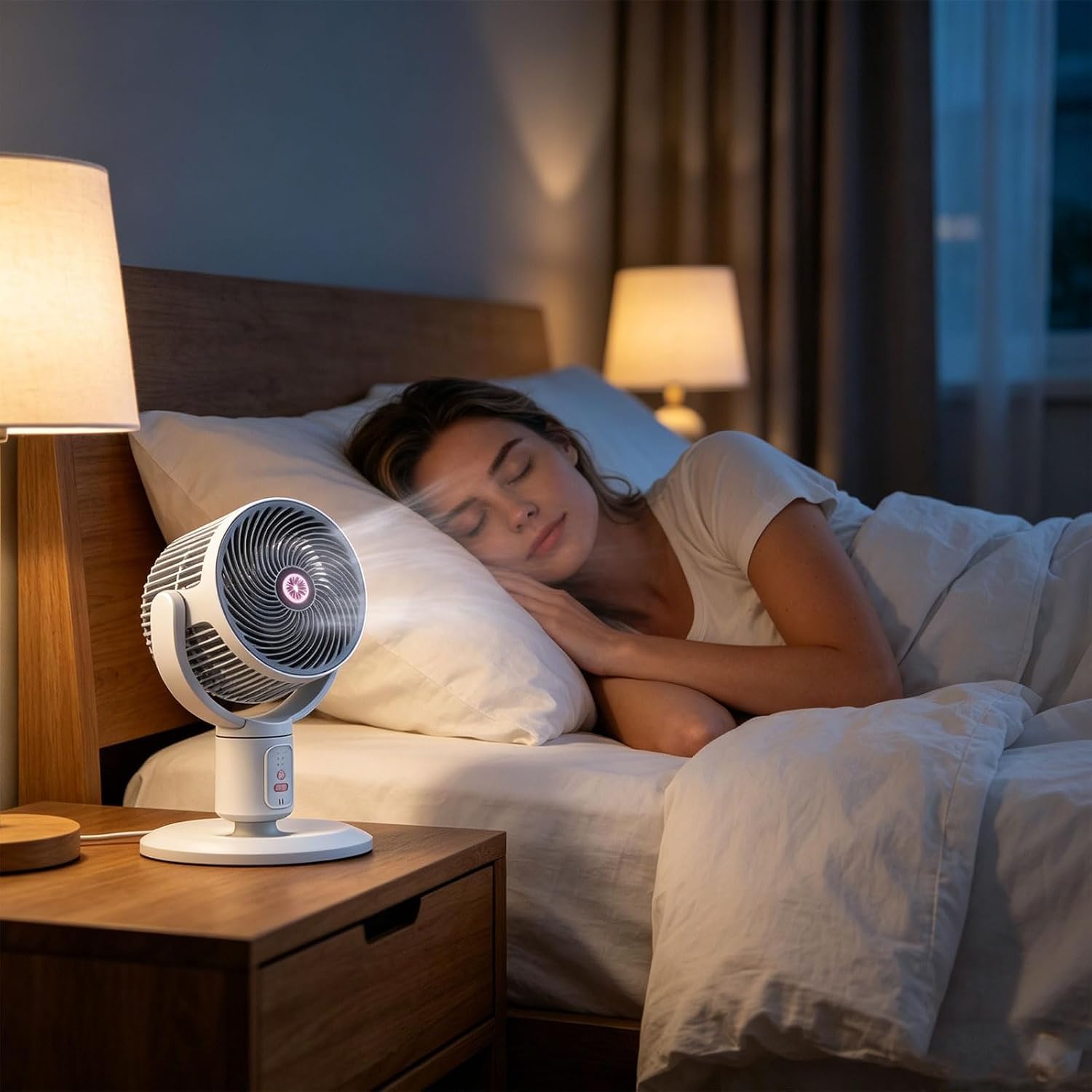 Ventilador de pie para dormitorio, 3 velocidades, USB, circulador de aire para toda la habitación con oscilación de 90° y altura ajustable, ventilador de pedestal silencioso para el hogar, oficina