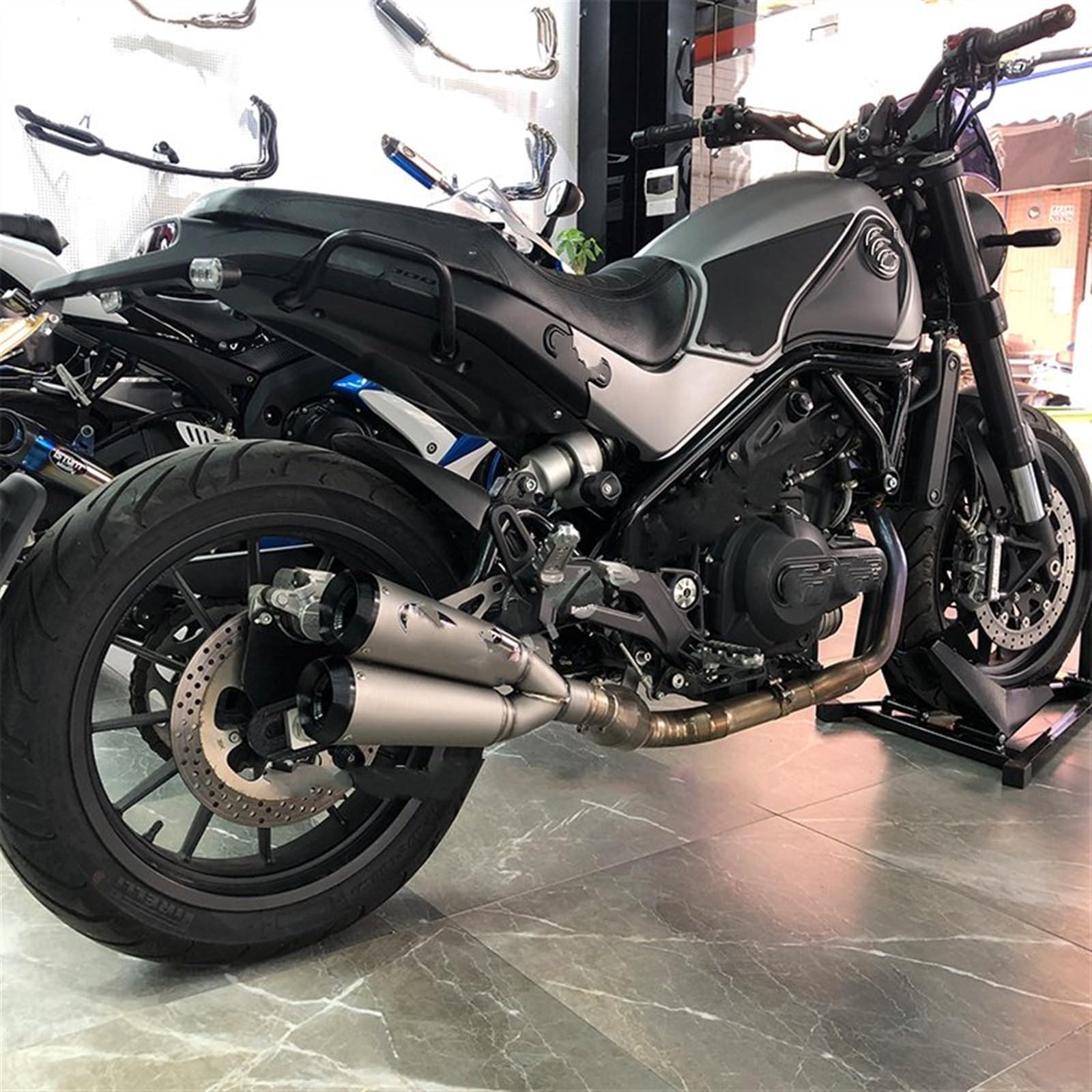 Moto Doppio Tubo Di Scarico Marmitta Tubo Di Fuga Per Suzuki BK 600 BK 400 GSR 600 GSR 400 Metà Di Collegamento Tubo Di Scarico Motore(7)