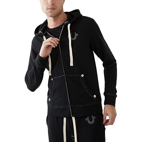 True Religion Men's Buddha Logo Zip Hoodie Sweatshirt