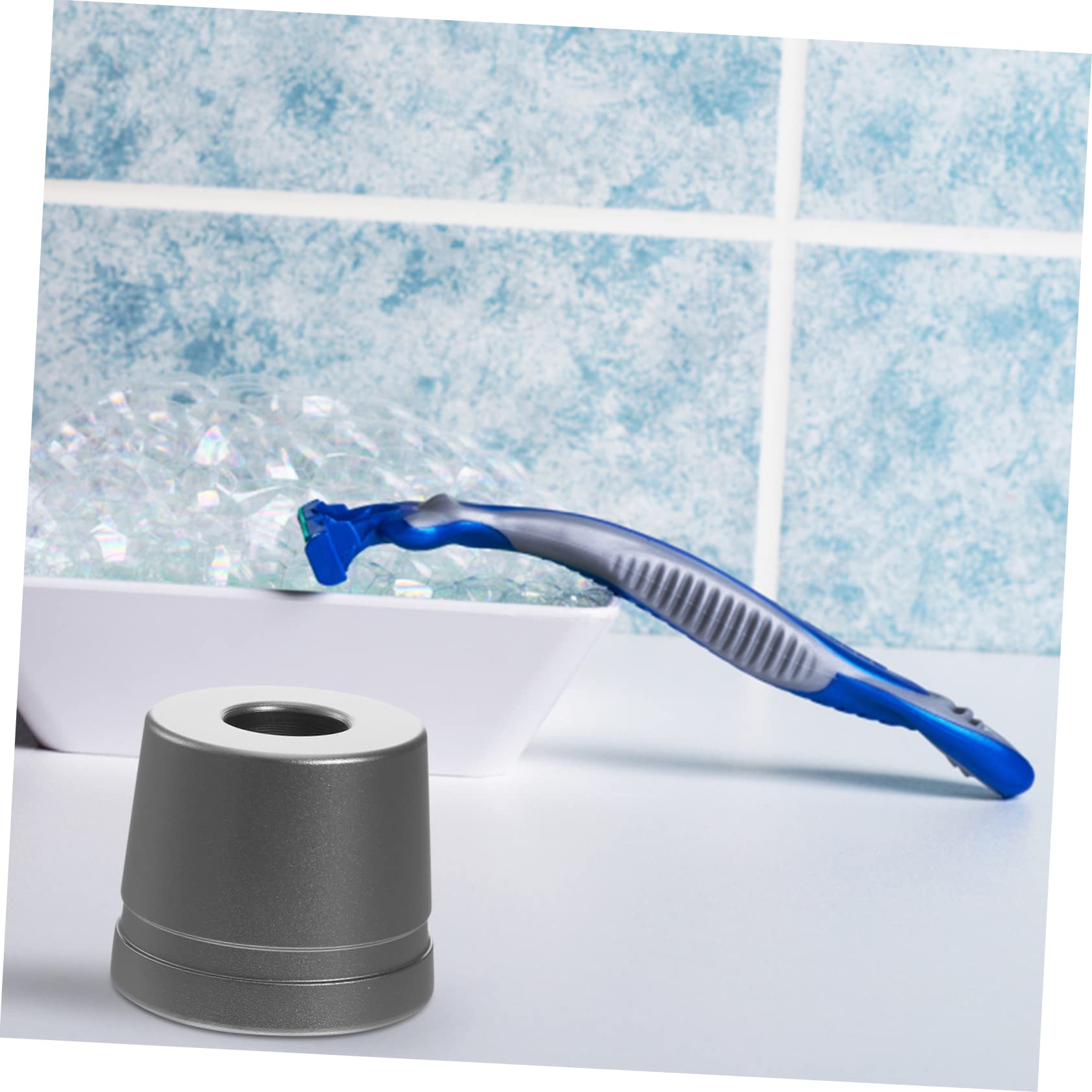 OUNONA 2Pcs Portable Aluminum Safety Razor Stand Compact Desktop Razor Base Holder for Manual Razors Simple Shaving Tool Storage Space Saving Design for Organized Countertops