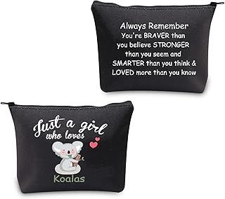 CMNIM Koala Makeup Bag Koala Gifts for Girls Just a Girl Who Loves Koalas Cosmetic Bag Koala Lover Gifts Koala Travel Bag Zipper Pouch Organizer Bag, Just a Girl Who Loves Koalas Bag Black