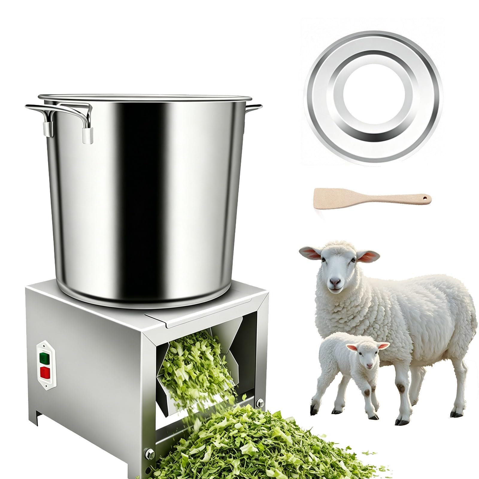 eQianyuan 22L Stainless Steel Poultry Feed Processor Grinder 1800W-220V