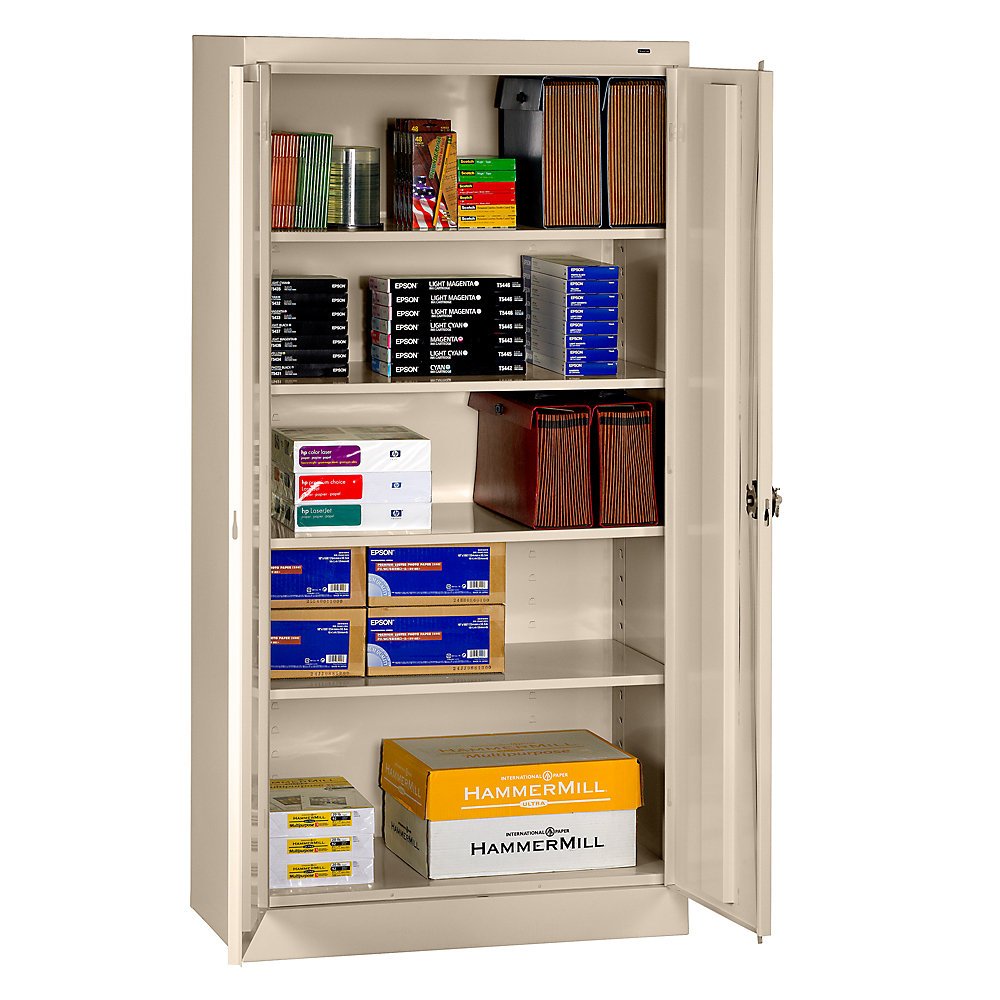 Tennsco Storage Cabinet With Recessed Handle - 36"Wx18"Dx72"H - Unassembled - Putty - Putty