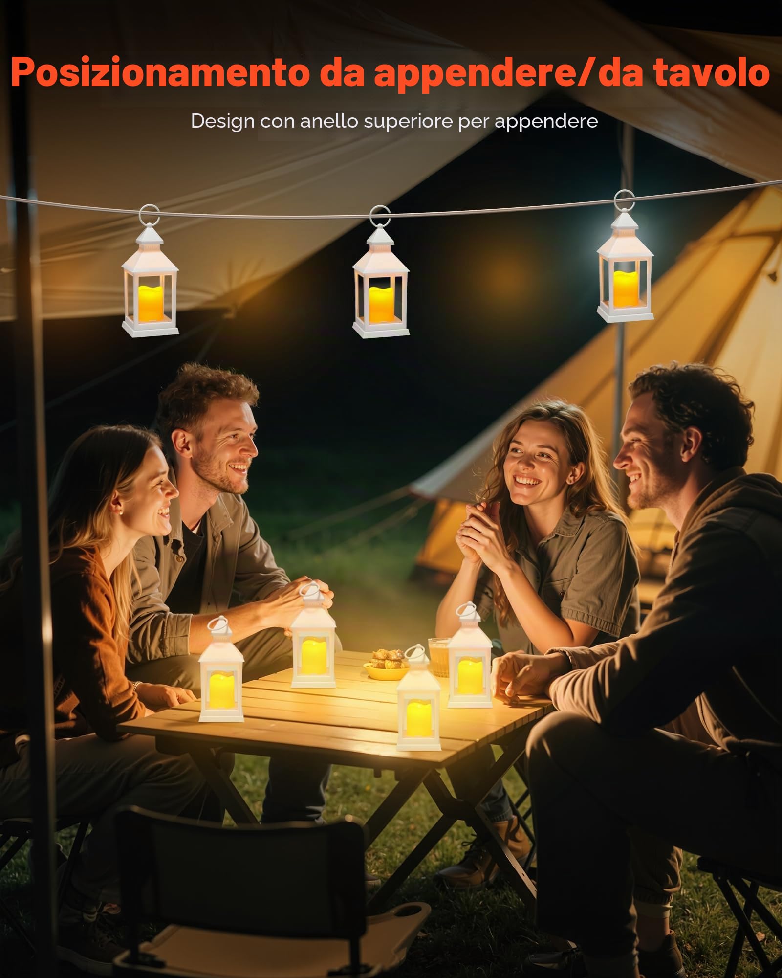 VEVOR Lanterne Decorative a Forma di Candela, Candele Elettriche a LED Senza Fiamma, Portacandele in Plastica con Vetro, Lanterne da Parete, per Tavoli da Matrimonio, Feste, Bianco 12 Pezzi