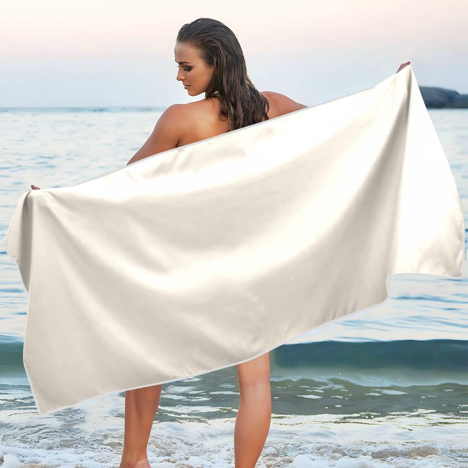 Amazon.com: DOMIKING Beige Microfiber Beach Towel Quick Dry Pool