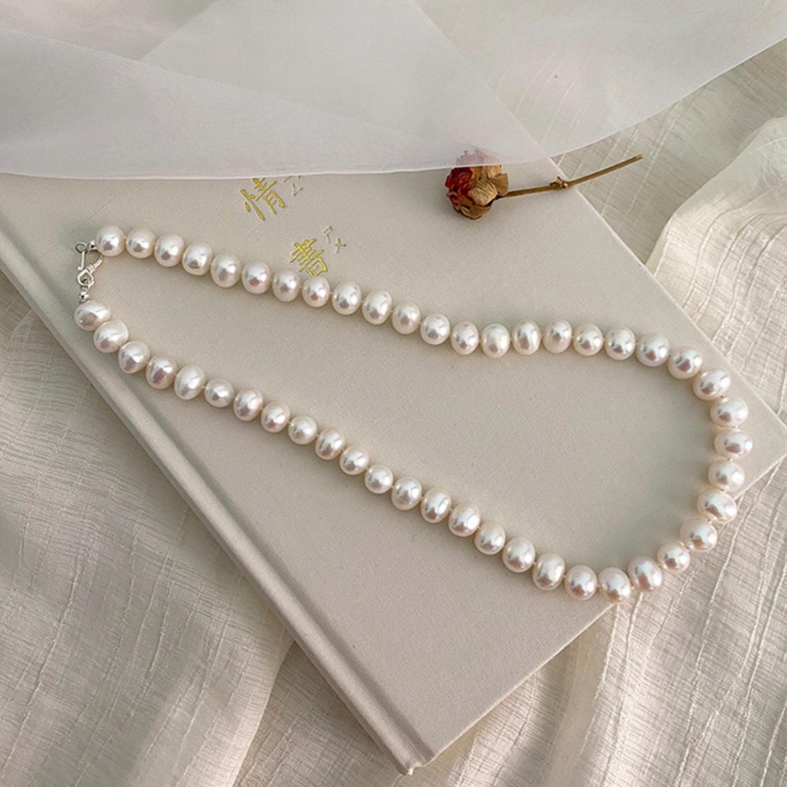 LOKILOKI Collana di Perle d'Acqua Dolce Naturali Gioielli con Bottoni in Argento Sterling 925 per Donna novità