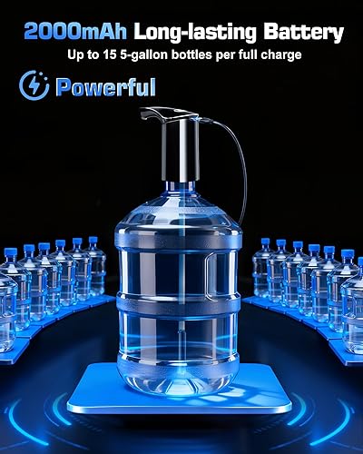 Miniatura 5 de Bomba dispensadora de agua recargable para botella de 5 galones, dispensador eléctrico USB-C de gran flujo de agua, bomba sumergible automática