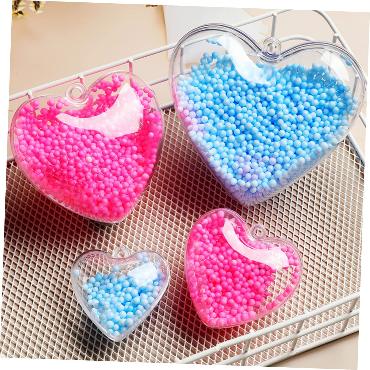 Lot De 10 Grands Pendentifs Perles En Forme De Coeur à Facettes