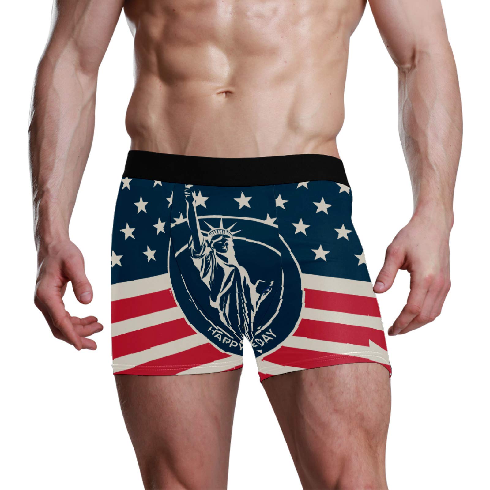 Retro Style Independence DayMens Boxer Brief Shorts Underwear Breathable Stretchy Swim Trunks Gifts for Youth Boys