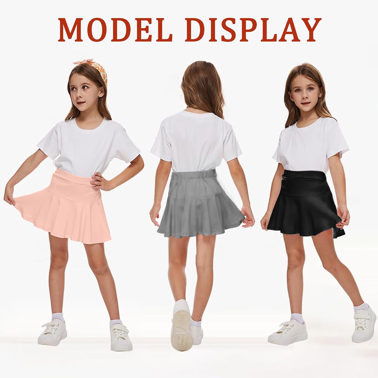 Girl Skorts Skirt Kids Casual Stretch Waist Skater Skirt Athletic Uniform Skorts