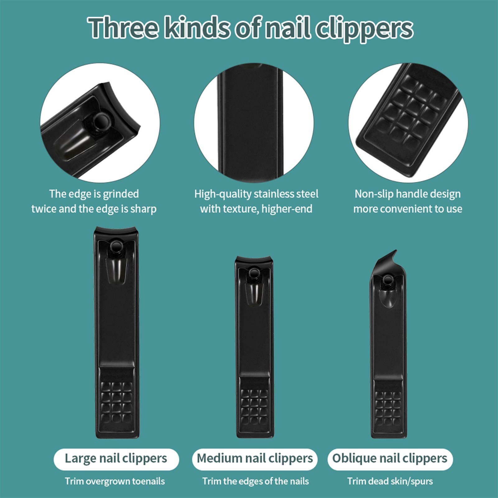 Juego de 7-23 tijeras profesionales para cortar uñas y pedicura, de acero inoxidable, gancho de águila, portátil, para manicura (18 piezas, rosa)