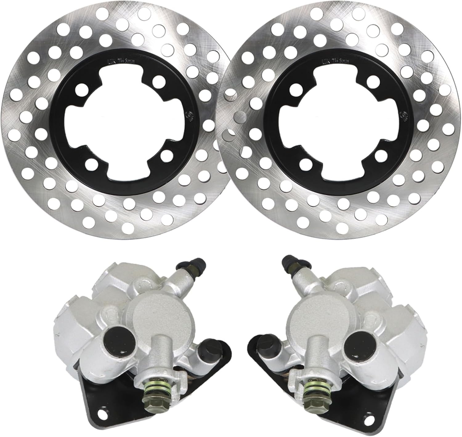Silscvtt Front Brake Calipers and Brake Rotors Replacement for Yamaha Grizzly 350 400 450 YFM350 YFM400 YFM450 2007-2014 3GD-2580T-01-00 3GD-2580U-01-00 5ND-F582T-00-00