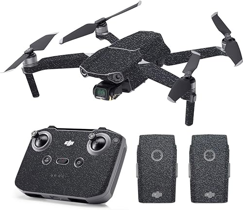 Vista 15 de SopiGuard Skin for DJI Mavic Air 2 - Juego completo de calcomanías de vinilo de precisión + controlador + 3 fundas de batería (rosa negra brillante)