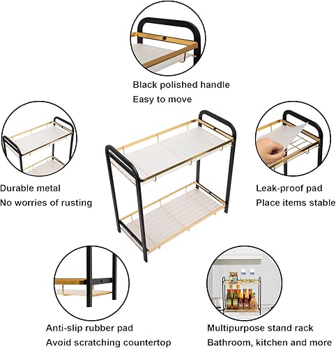 Miniatura 5 de Organizador de encimera de baño de 2 niveles, organizador de fregadero de alta calidad, estante de almacenamiento de especias de cocina,