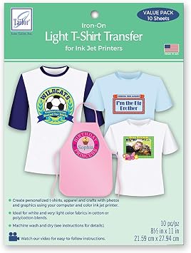 Dark and Light T-Shirt Transfer Variety Pack 2 Sheets of Each