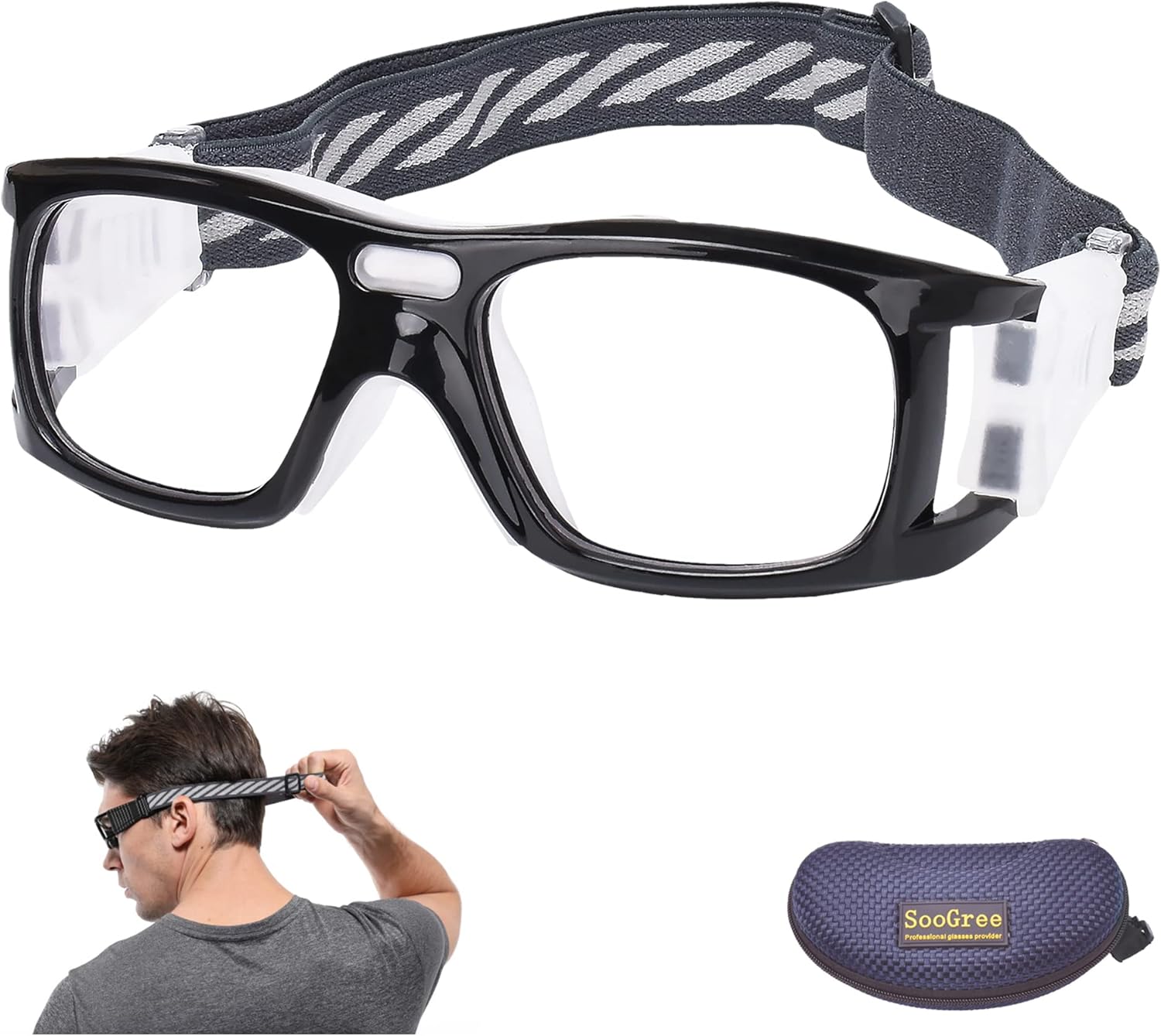 Sports Goggles Glasses - Basketball Protective Eyewear with Removable Lens and Adjustable Goggles Strap