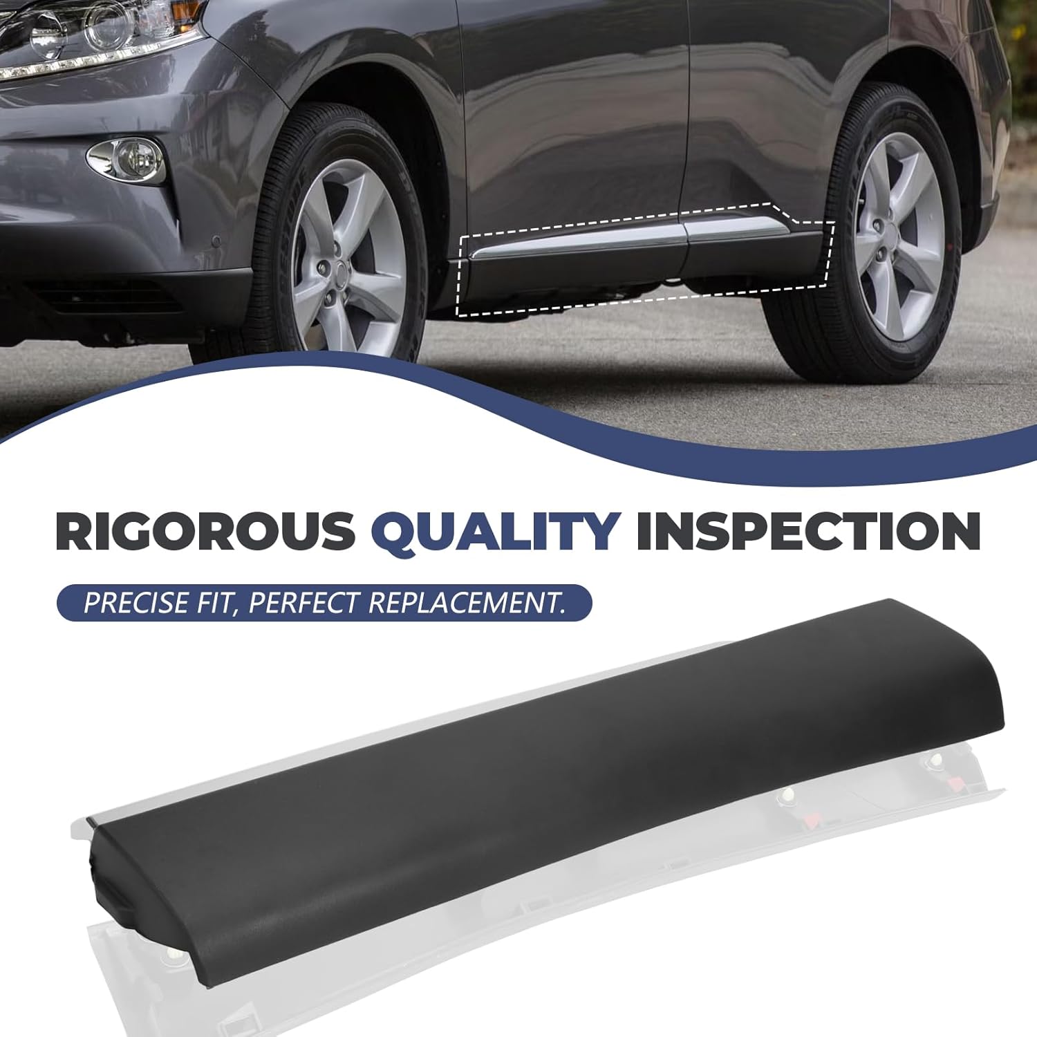 Rear Driver Side Door Lower Molding Trim for RX350 RX450h 2010-2015 Replace 75076-48040 7507648040