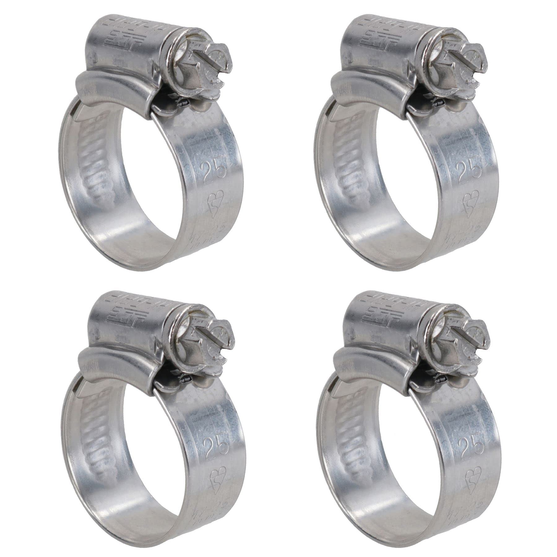 4pk Stainless Steel Jubilee Hose Clamps Clips 17mm-25mm Marine Lloyds Approved