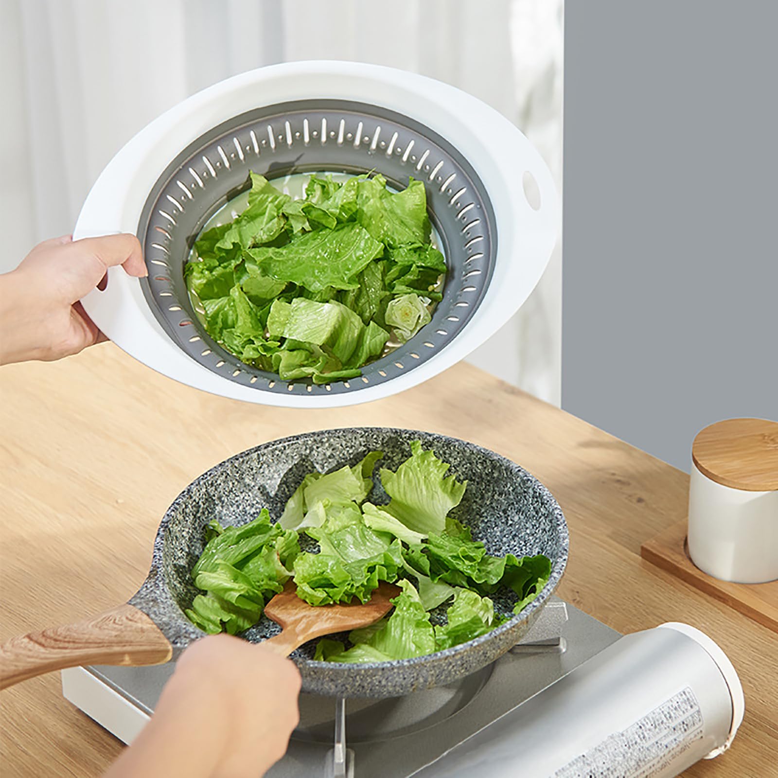 Set di 3 colini pieghevoli - Colino per alimenti in plastica - Utensili da cucina per campeggio e insalate