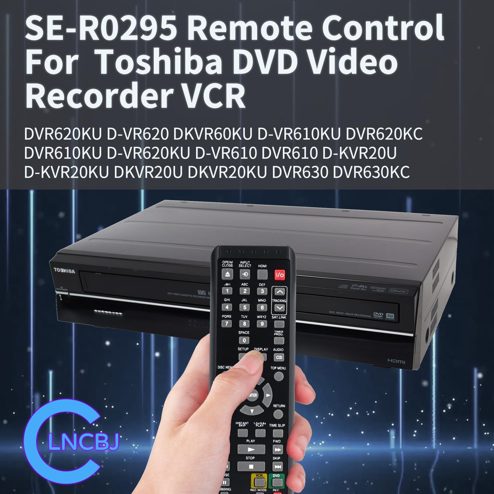 SE-R0295 pilot kompatybilny z Toshiba DVD VCR DKVR60KU DVR620KU D-VR610 D-KVR20 D-KVR2K0