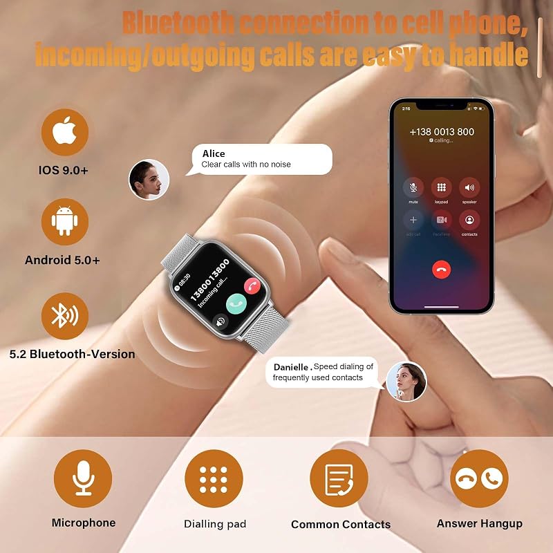 SLOKSFil Női Okosóra 1.83" Érintőkijelzővel - Fitness Óra Telefonhívás Funkcióval, Vérnyomás- és Pulzusmérő, 120+ Sportmód, IP68 Vízálló