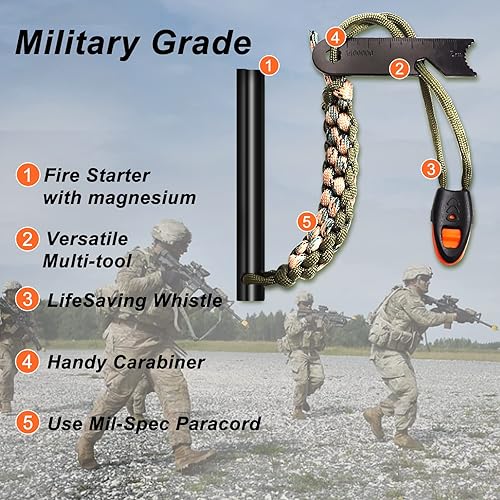 Miniatura 4 de Herramienta de supervivencia para arranque de fuego kit de iniciación de fuego 6 en 1 de pedernal y acero - Arrancador de fuego de barra ferro con