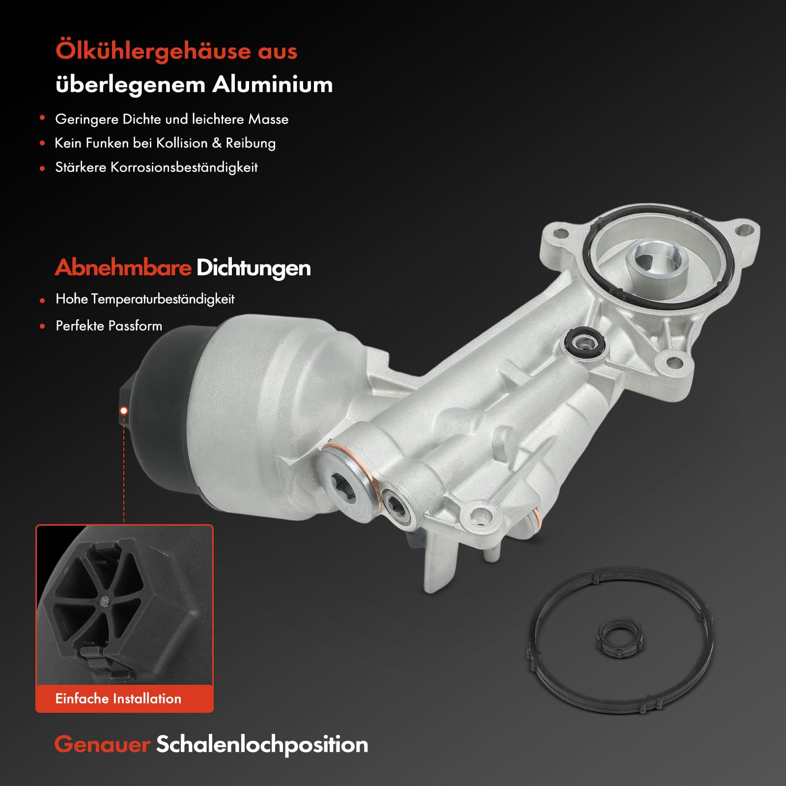 Frankberg ölkühler ölfilter Benzin Kompatibel mit 307 Break 3E 1.6L 206 CC 2D 1.6L Berlingo Multispace B9 1.6L 206 Schrägheck 2A/C 1.6L Replace# 1103P3
